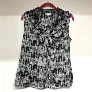 Tahari Sleeveless Ruffled Blouse Sz S